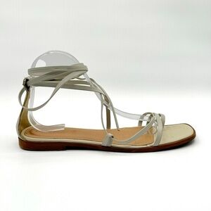 L’INTERVALLE WHITE LEATHE SANDALS LACE UP FLAT MADE IN  SPACE SIZE 41
